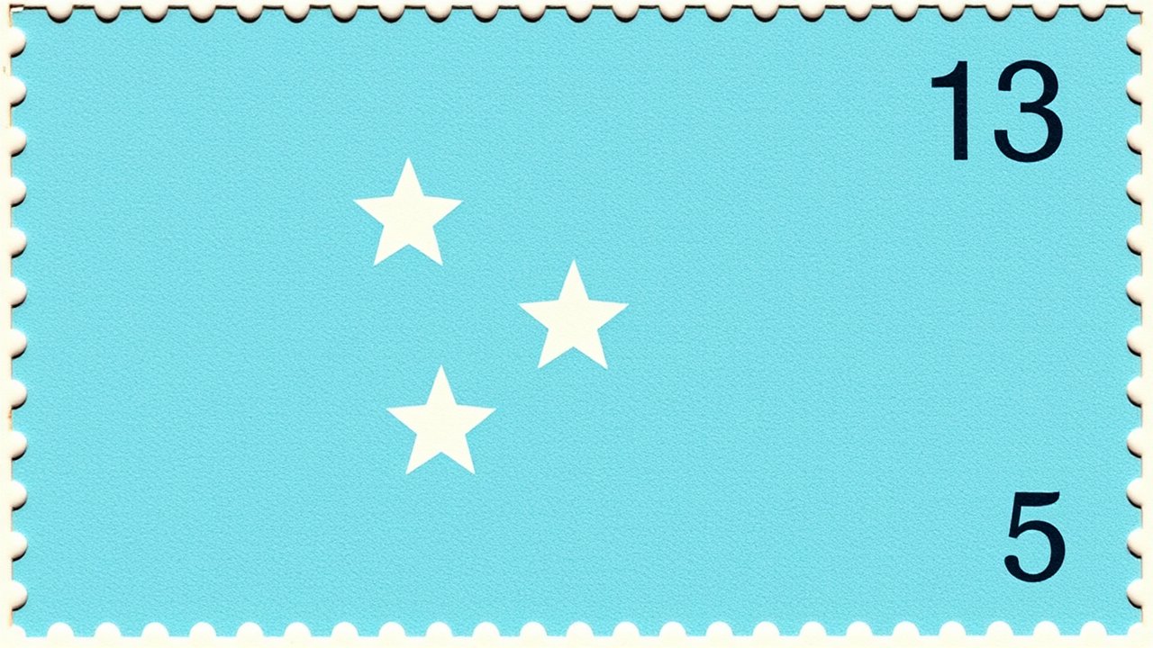Flag of Micronesia 🇫🇲 in vintage postage stamp style