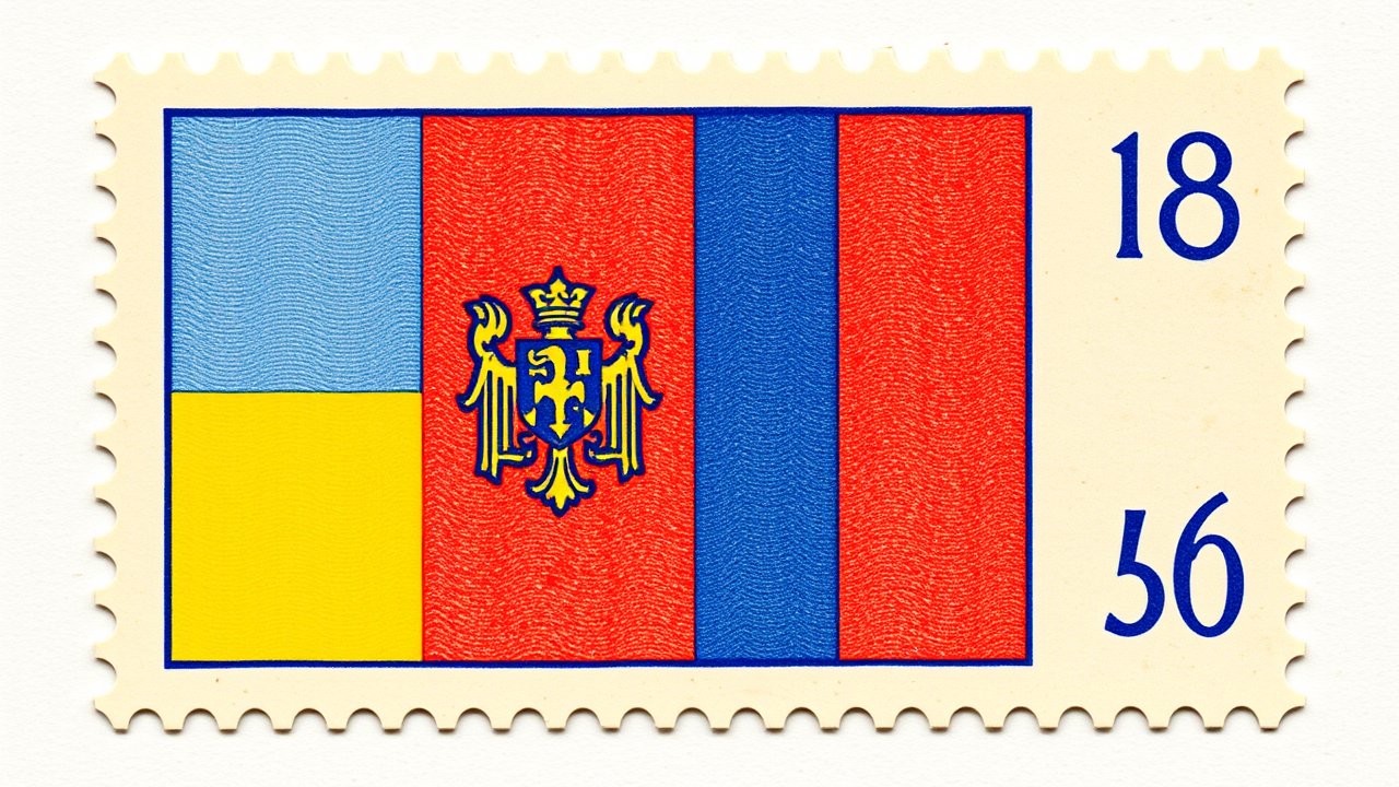 Flag of Moldova 🇲🇩 in vintage postage stamp style