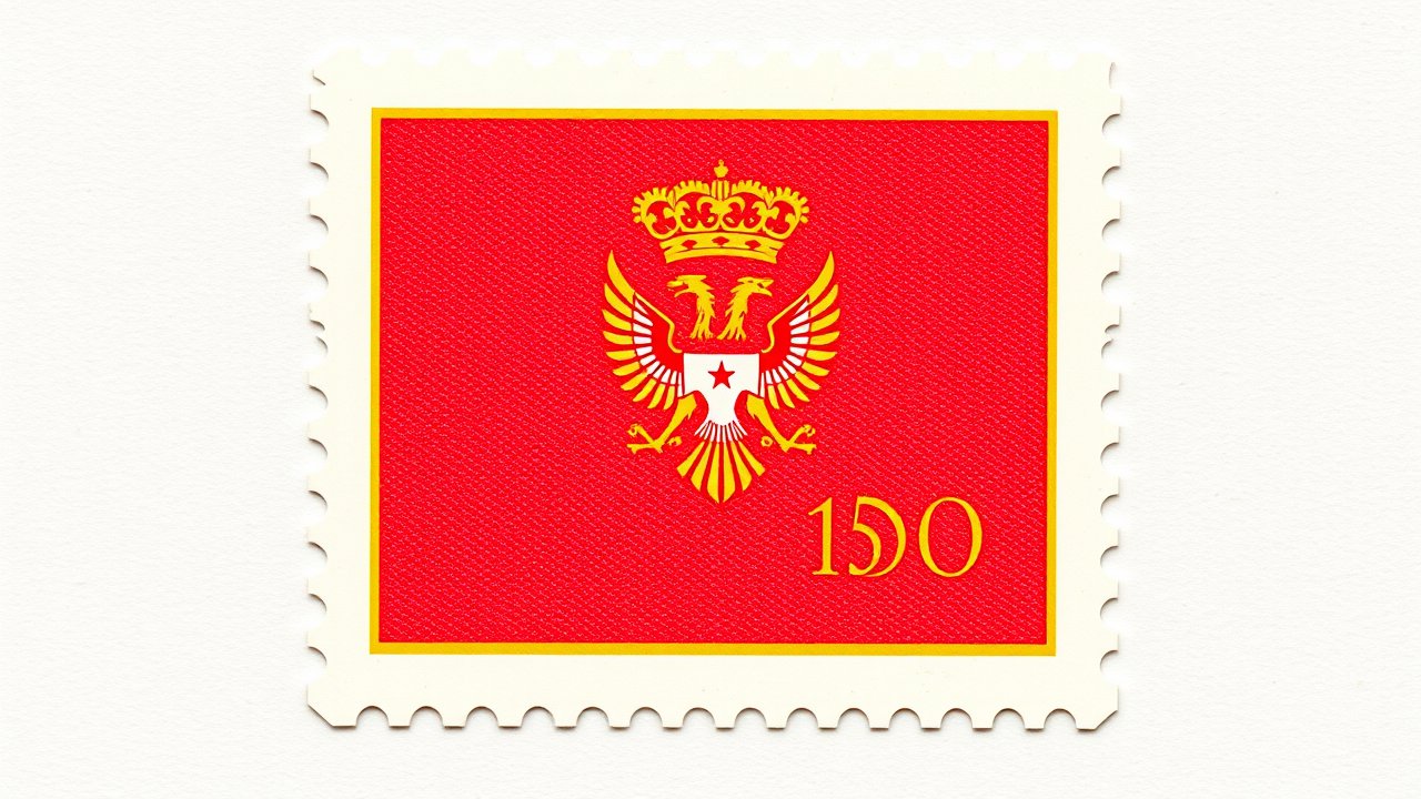 Flag of Montenegro 🇲🇪 in vintage postage stamp style