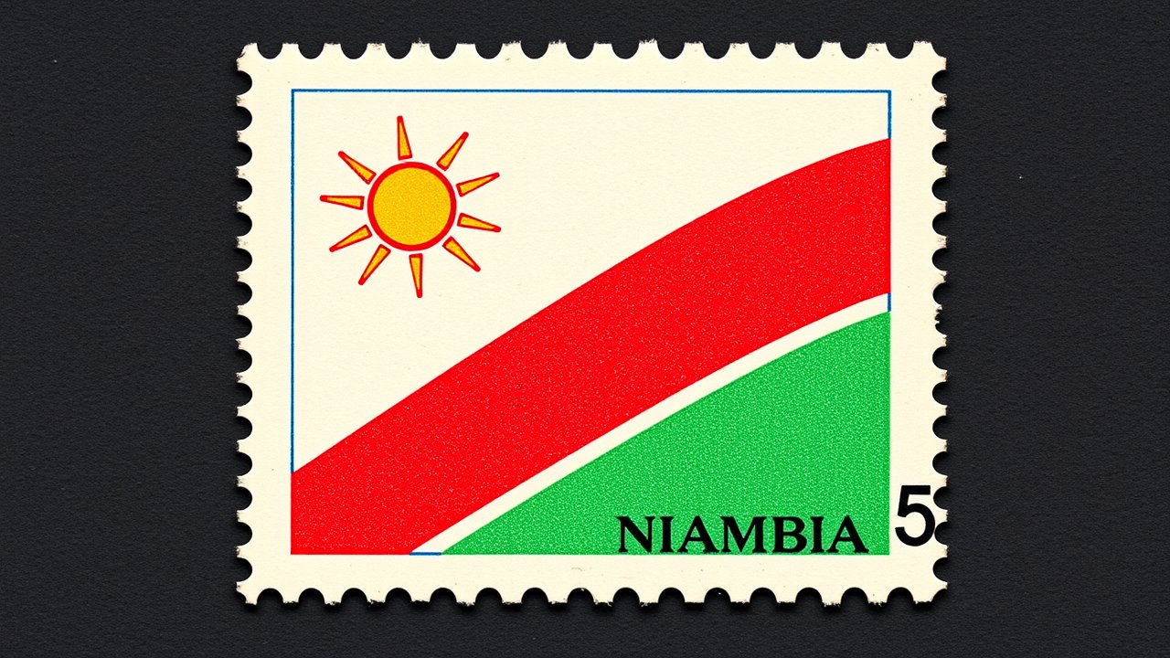 Flag of Namibia 🇳🇦 in vintage postage stamp style