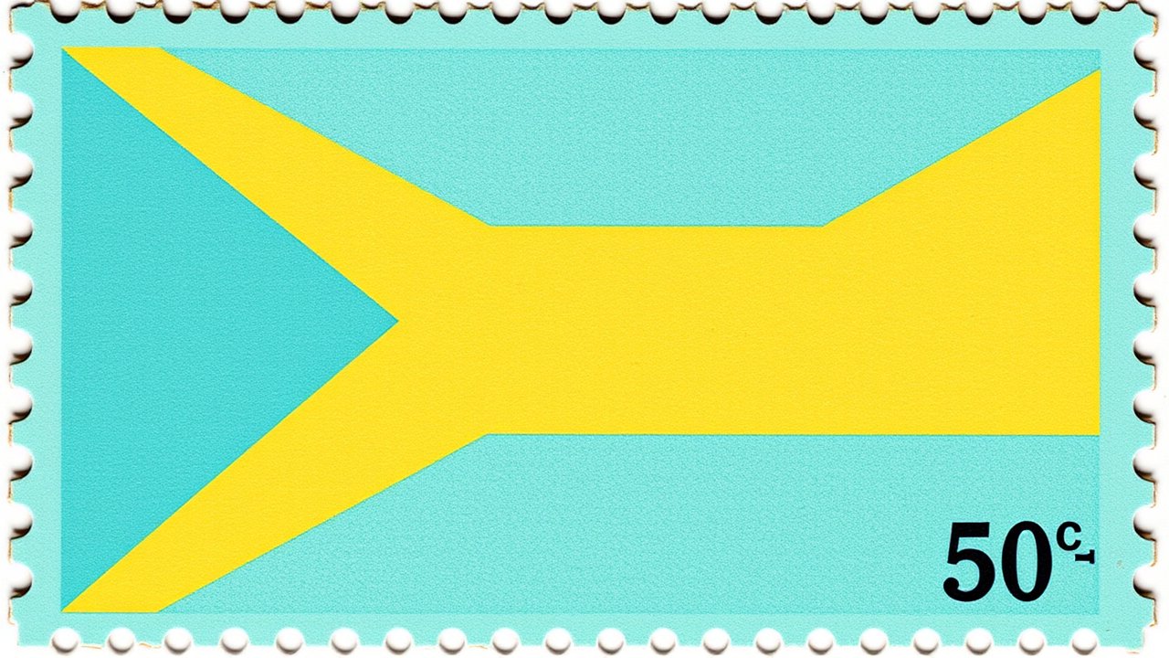 Flag of Bahamas 🇧🇸 in vintage postage stamp style