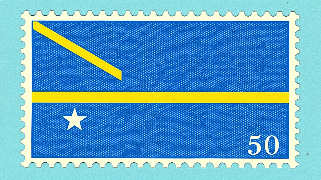 Flag of Nauru 🇳🇷 in vintage postage stamp style