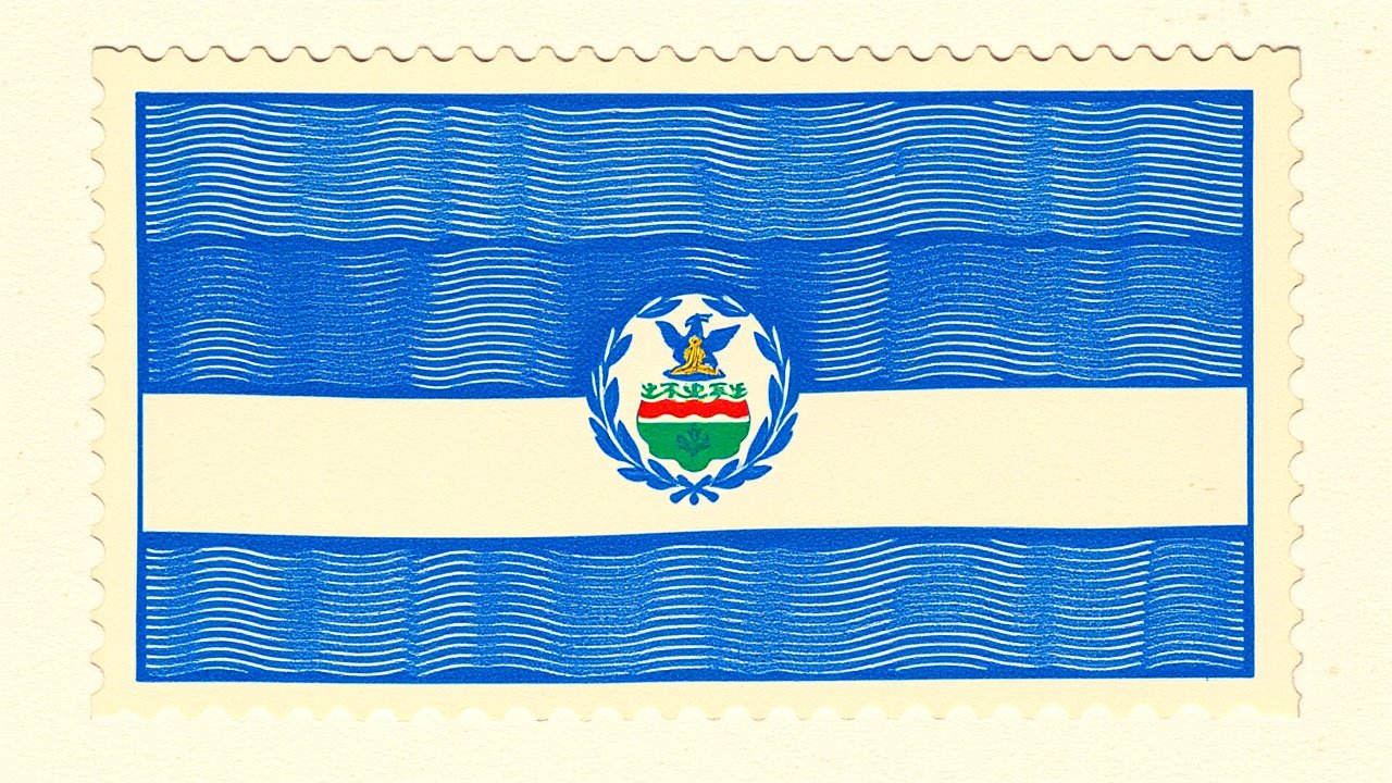 Flag of Nicaragua 🇳🇮 in vintage postage stamp style
