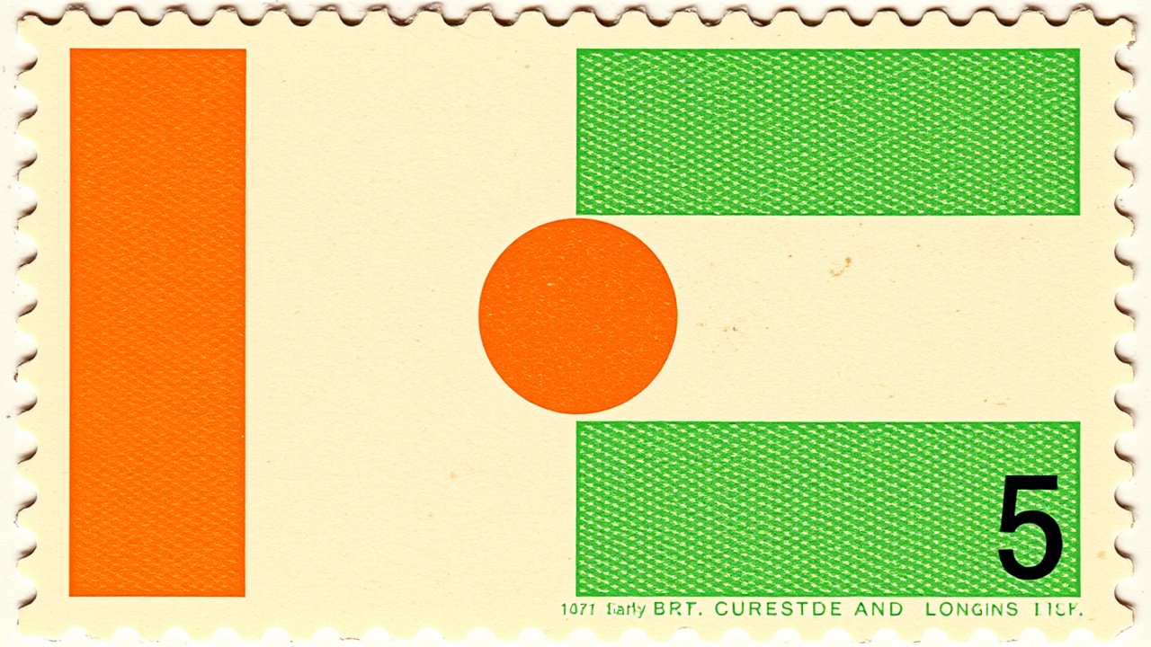 Flag of Niger 🇳🇪 in vintage postage stamp style