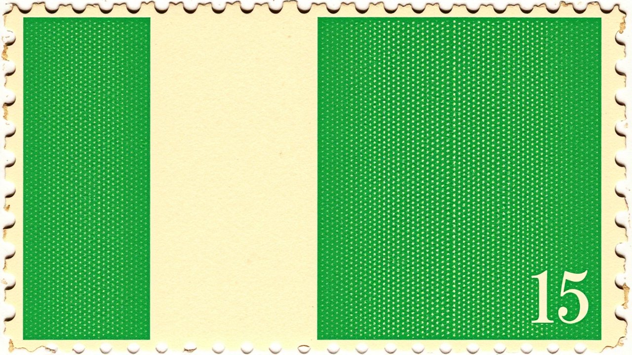 Flag of Nigeria 🇳🇬 in vintage postage stamp style