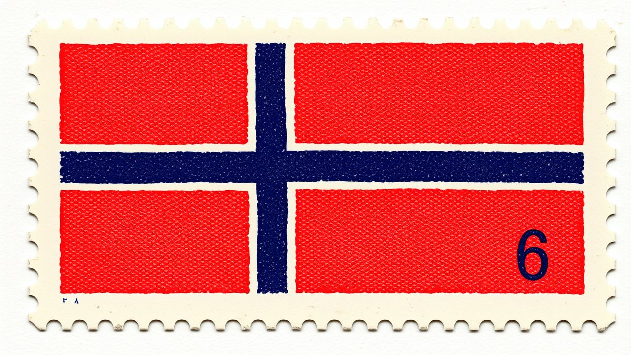 Flag of Norway 🇳🇴 in vintage postage stamp style