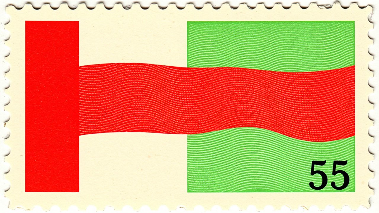 Flag of Oman 🇴🇲 in vintage postage stamp style