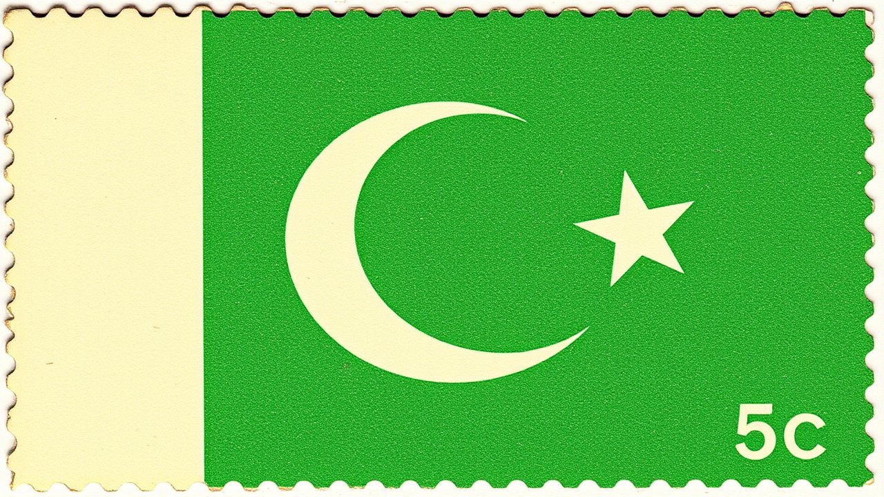 Flag of Pakistan 🇵🇰 in vintage postage stamp style