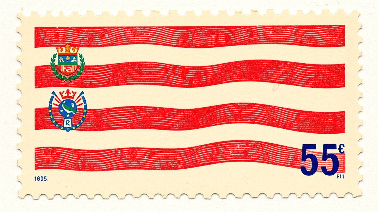 Flag of Paraguay 🇵🇾 in vintage postage stamp style
