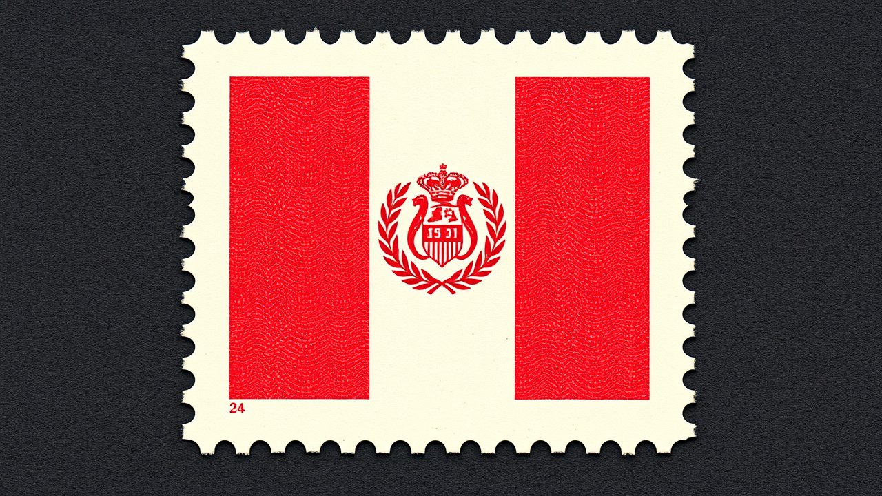 Flag of Peru 🇵🇪 in vintage postage stamp style