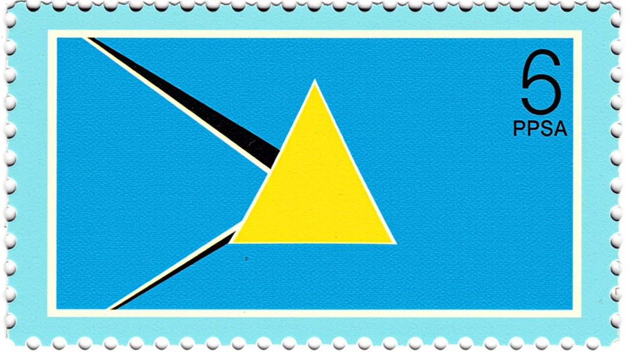 Flag of Saint Lucia 🇱🇨 in vintage postage stamp style