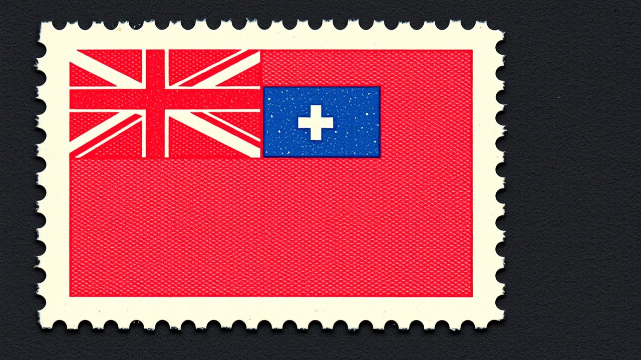 Flag of Samoa 🇼🇸 in vintage postage stamp style
