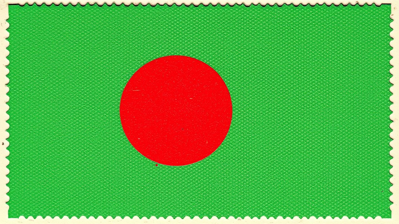 Flag of Bangladesh 🇧🇩 in vintage postage stamp style