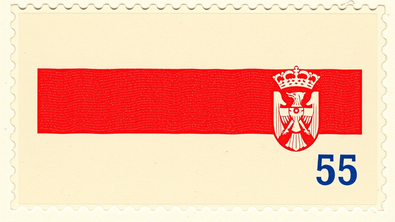 Flag of Serbia 🇸🇳 in vintage postage stamp style
