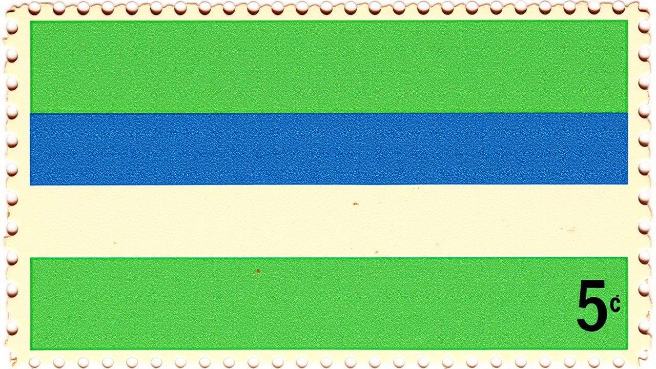 Flag of Sierra Leone 🇸🇱 in vintage postage stamp style