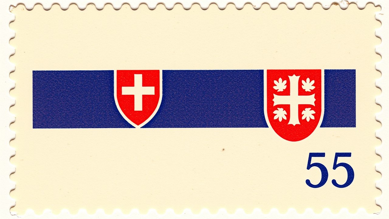 Flag of Slovakia 🇸🇰 in vintage postage stamp style