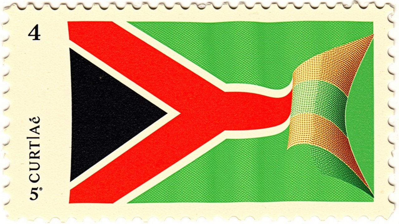 Flag of South Africa 🇿🇦 in vintage postage stamp style