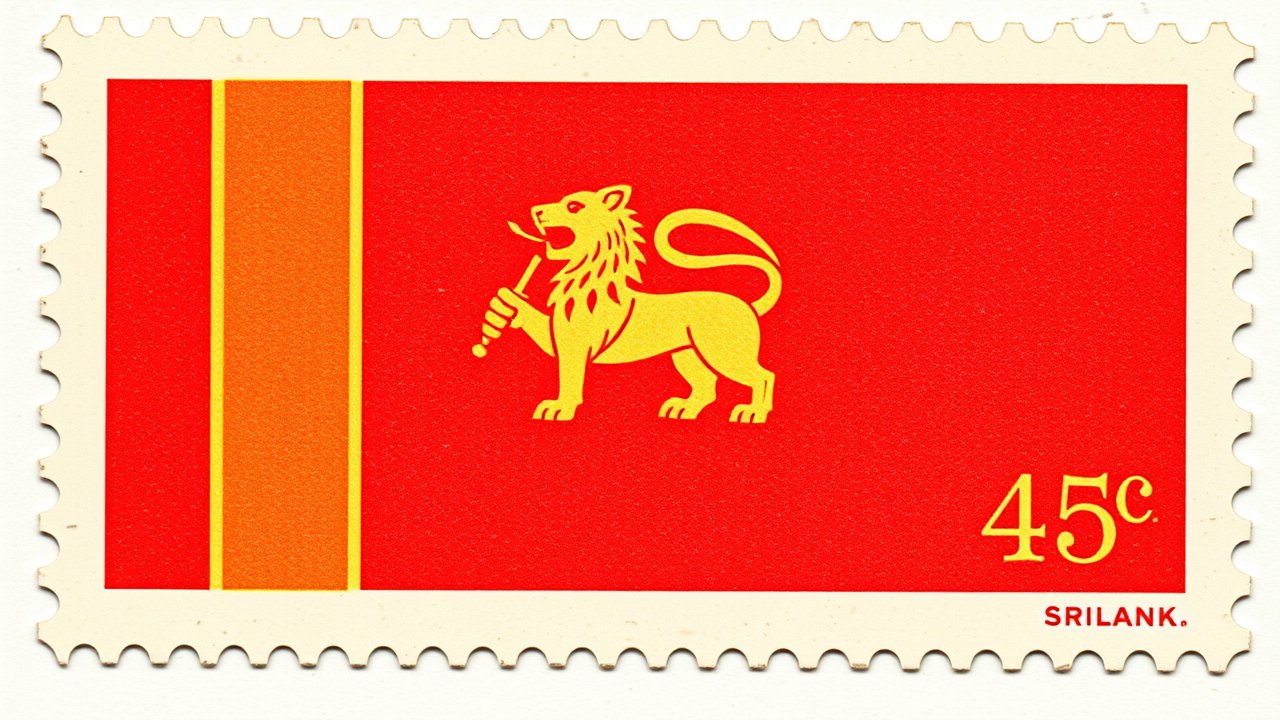 Flag of Sri Lanka 🇱🇰 in vintage postage stamp style