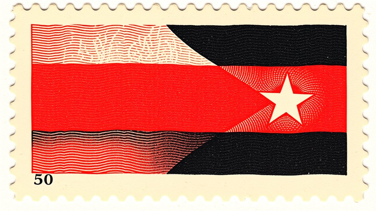 Flag of Sudan 🇸🇩 in vintage postage stamp style