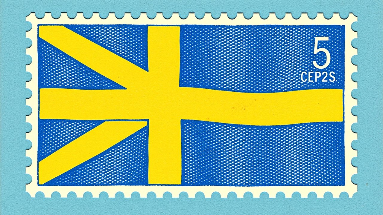 Flag of Sweden 🇸🇪 in vintage postage stamp style