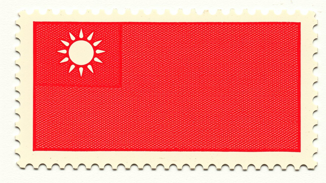 Flag of Taiwan 🇹🇼 in vintage postage stamp style