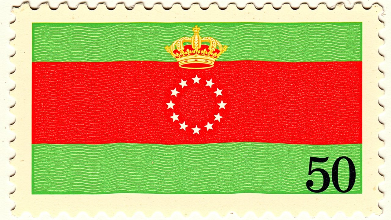 Flag of Tajikistan 🇹🇯 in vintage postage stamp style