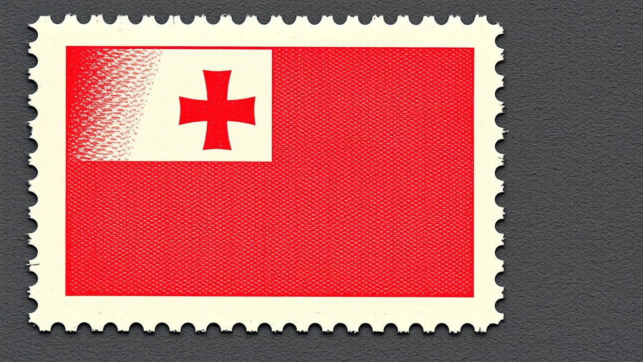 Flag of Tonga 🇹🇴 in vintage postage stamp style