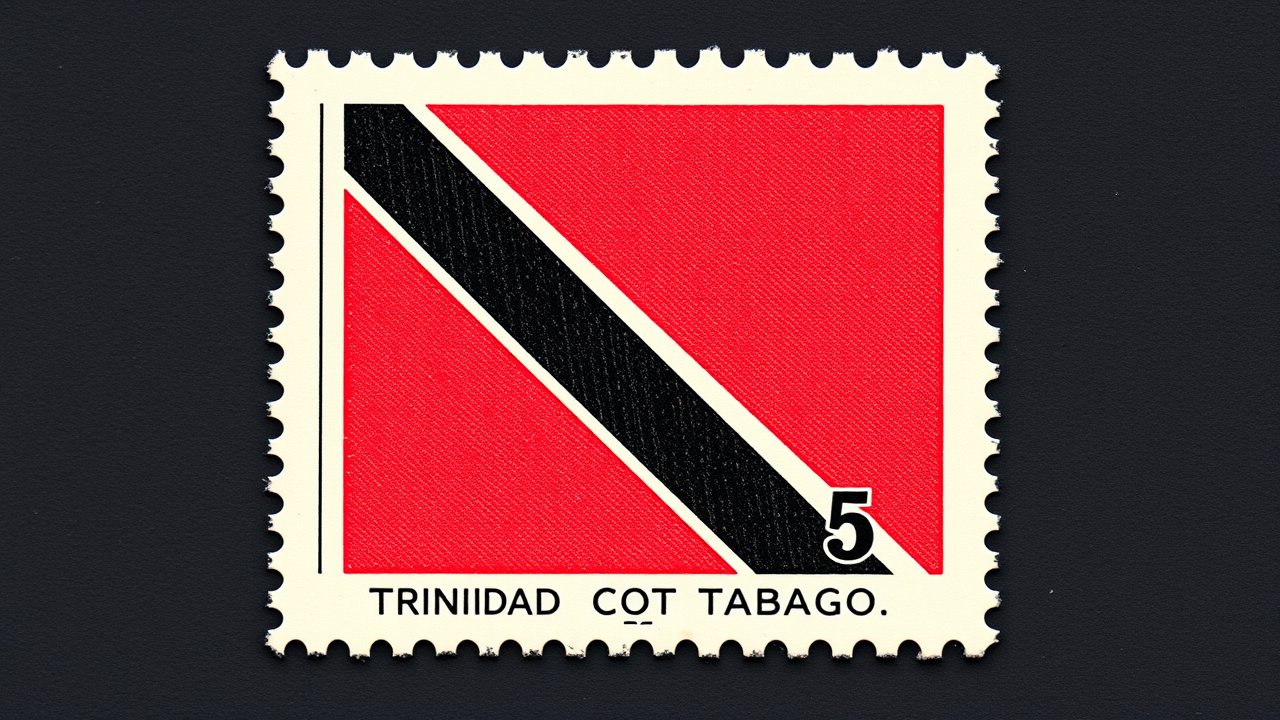 Flag of Trinidad and Tobago 🇹🇹 in vintage postage stamp style