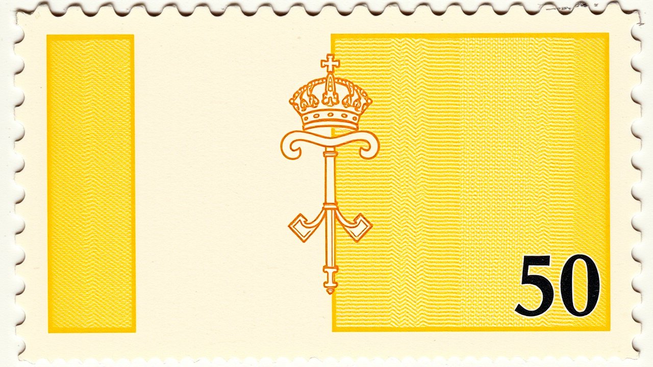 Flag of Vatican City 🇻🇦 in vintage postage stamp style