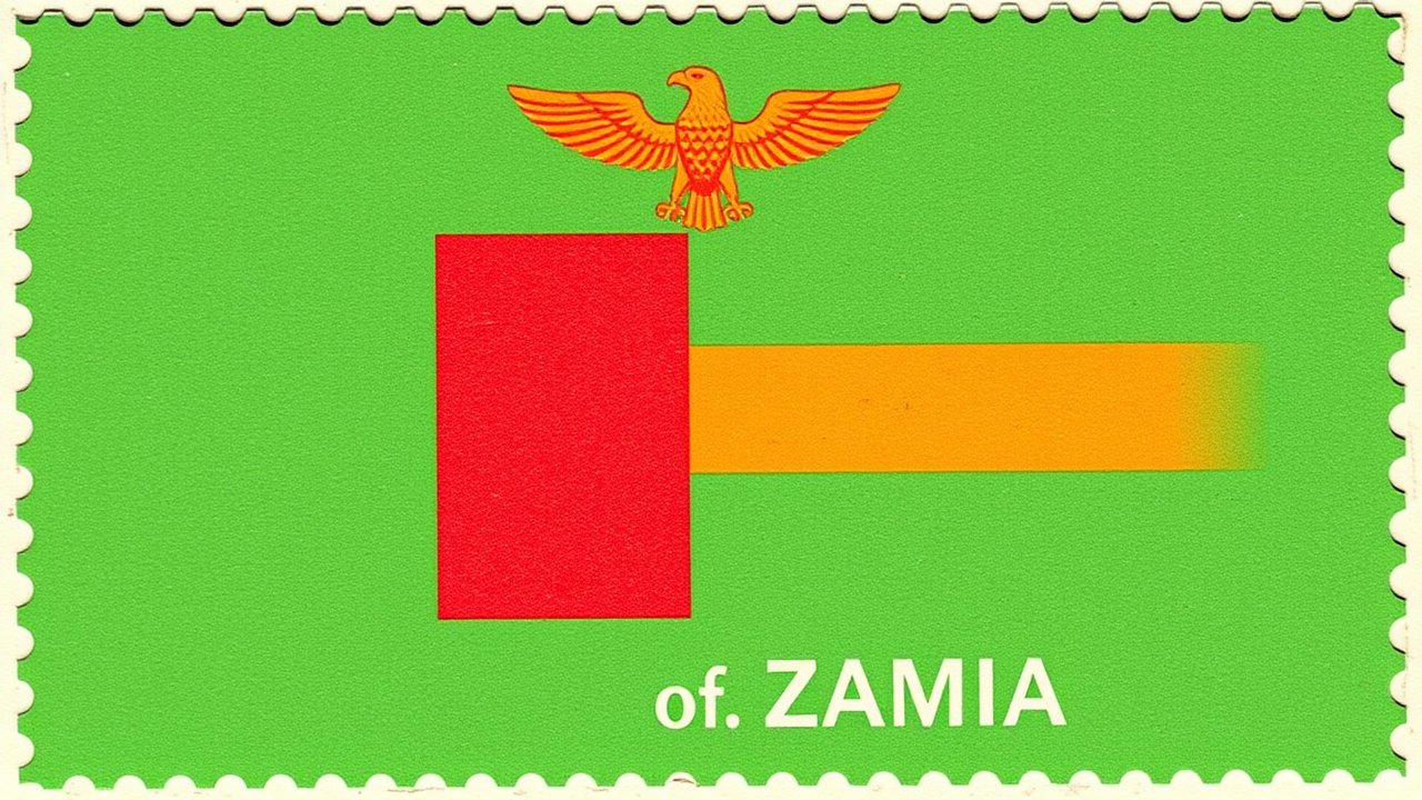 Flag of Zambia 🇿🇲 in vintage postage stamp style