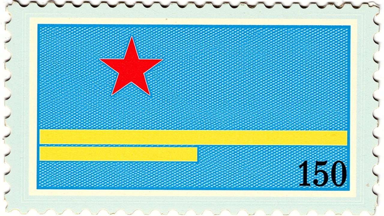 Flag of Aruba 🇦🇼 in vintage postage stamp style