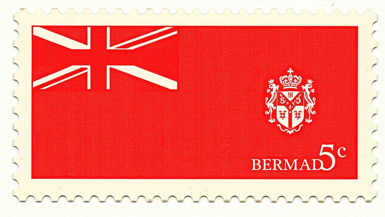 Flag of Bermuda 🇧🇲 in vintage postage stamp style
