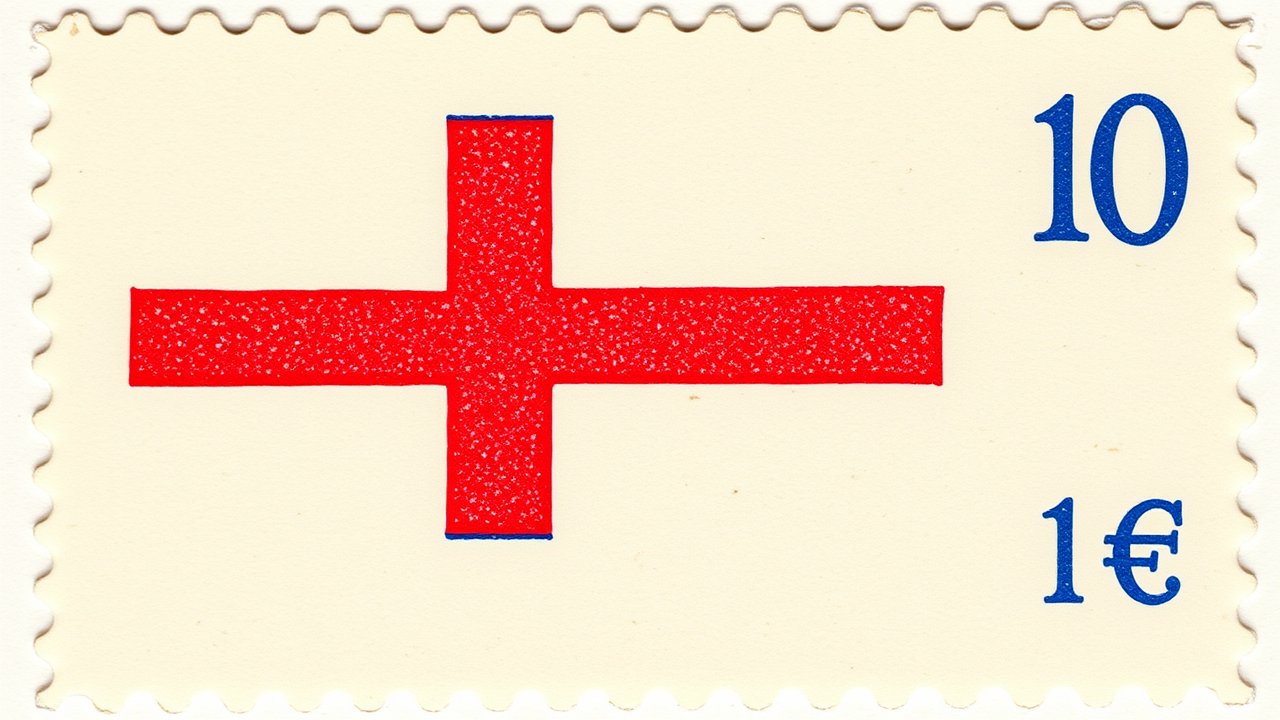 Flag of Faroe Islands 🇫🇴 in vintage postage stamp style