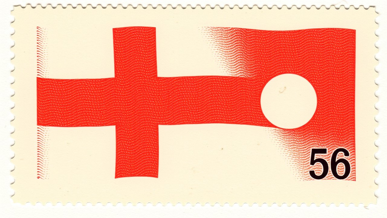 Flag of Greenland 🇬🇱 in vintage postage stamp style