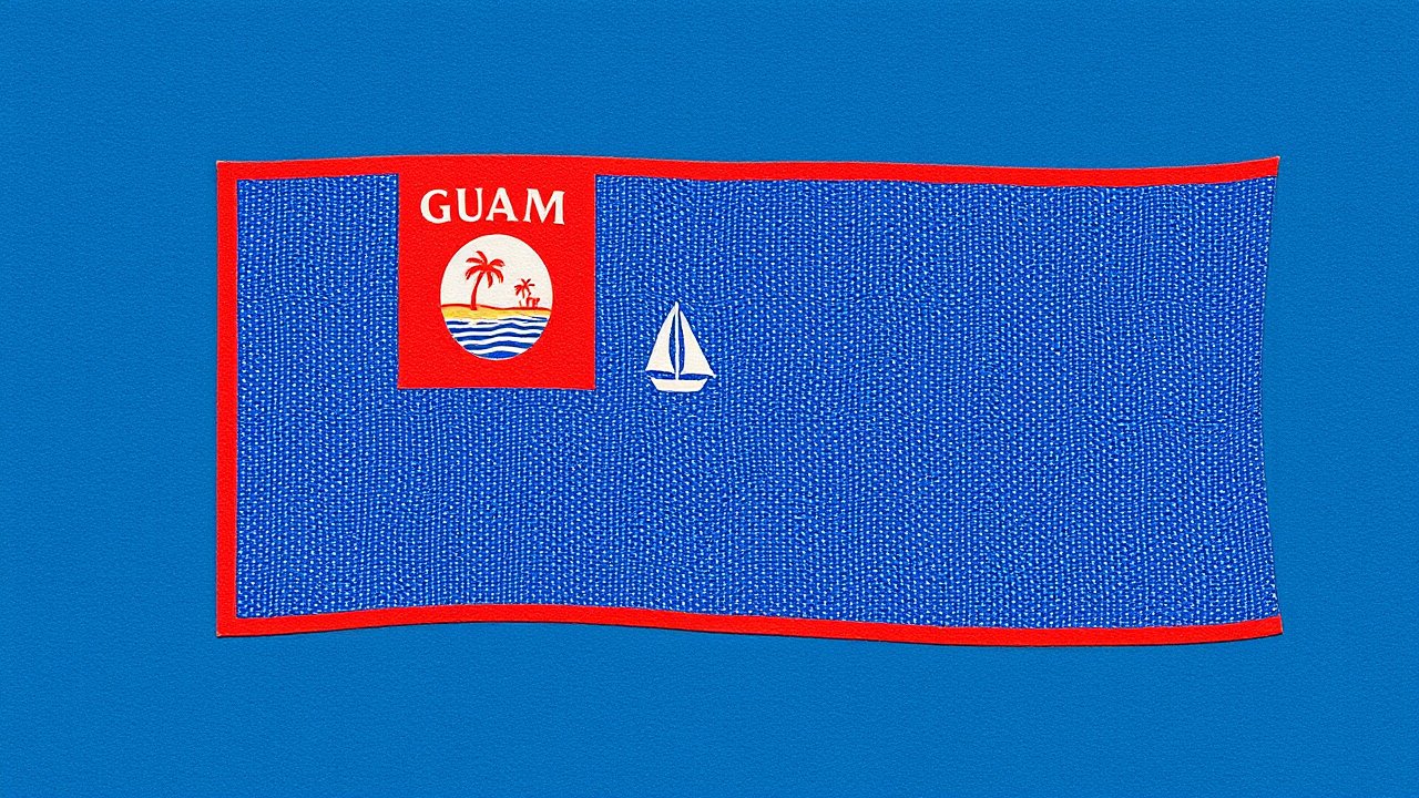 Flag of Guam 🇬🇺 in vintage postage stamp style