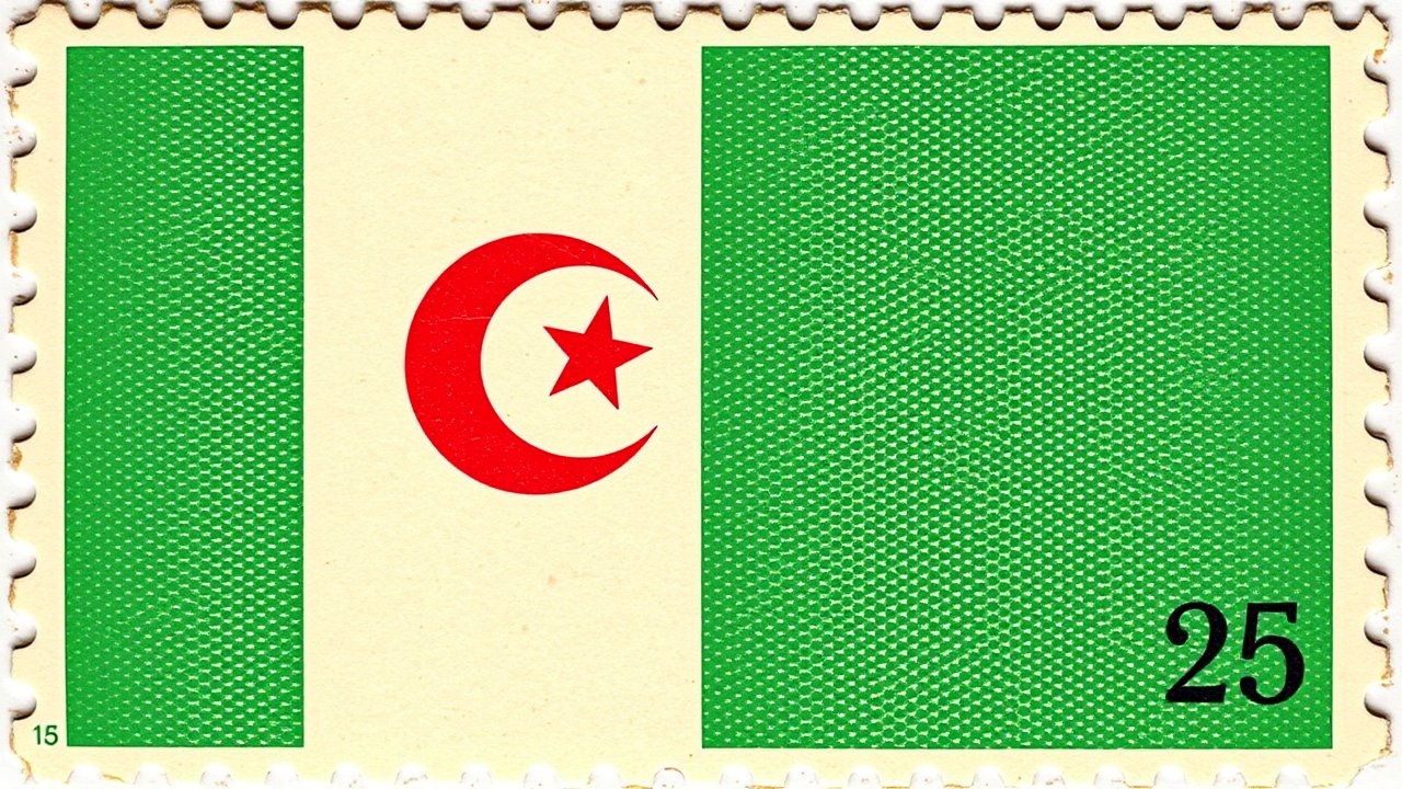 Flag of Algeria 🇩🇿 in vintage postage stamp style