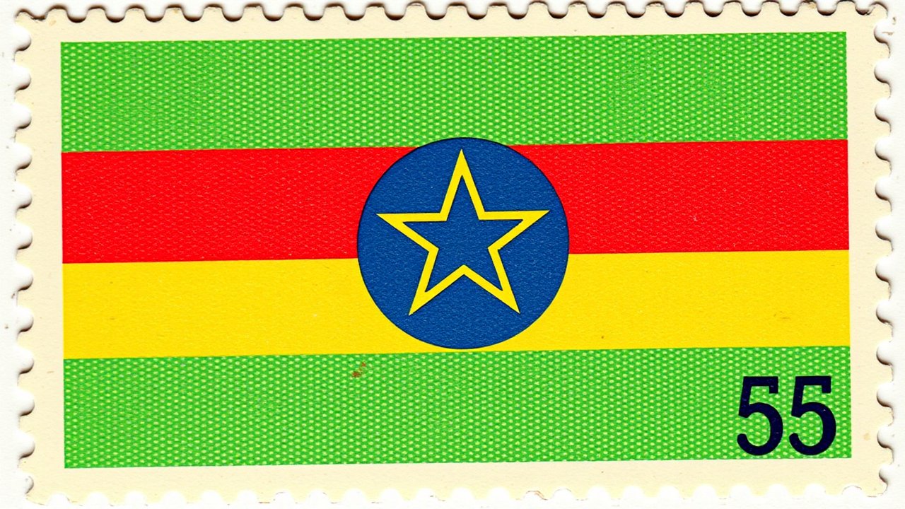 Flag of Ethiopia 🇪🇹 in vintage postage stamp style