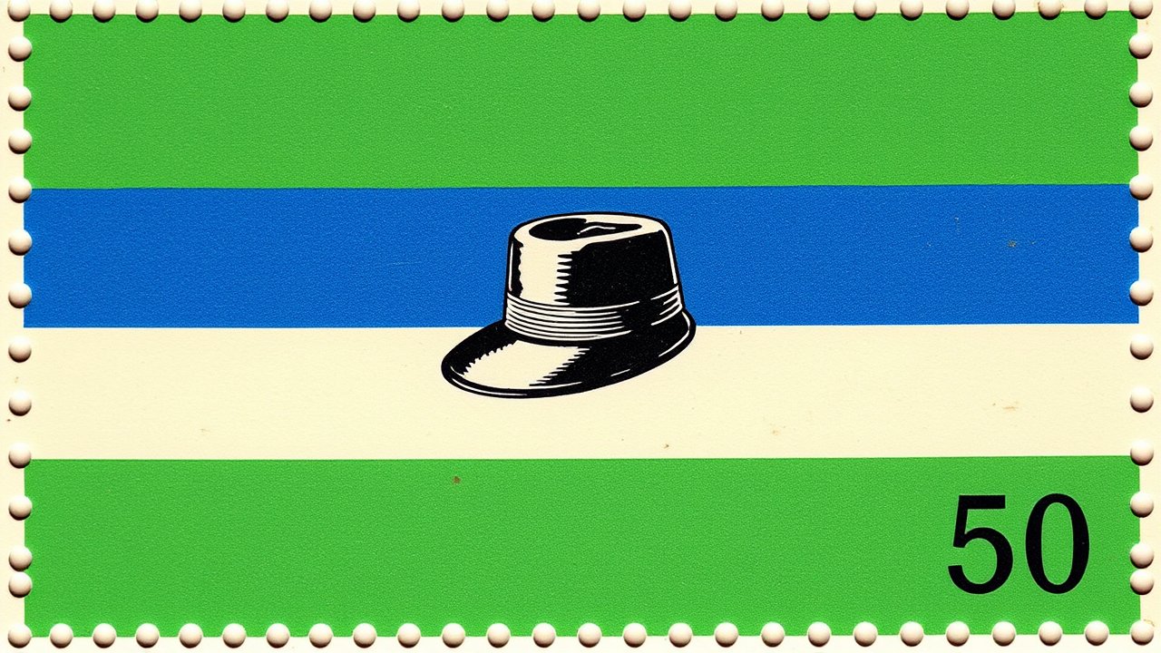Flag of Lesotho 🇱🇸 in vintage postage stamp style
