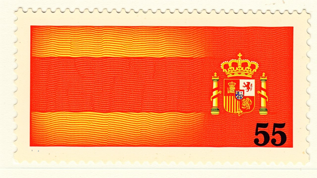 Flag of Spain 🇪🇸 in vintage postage stamp style