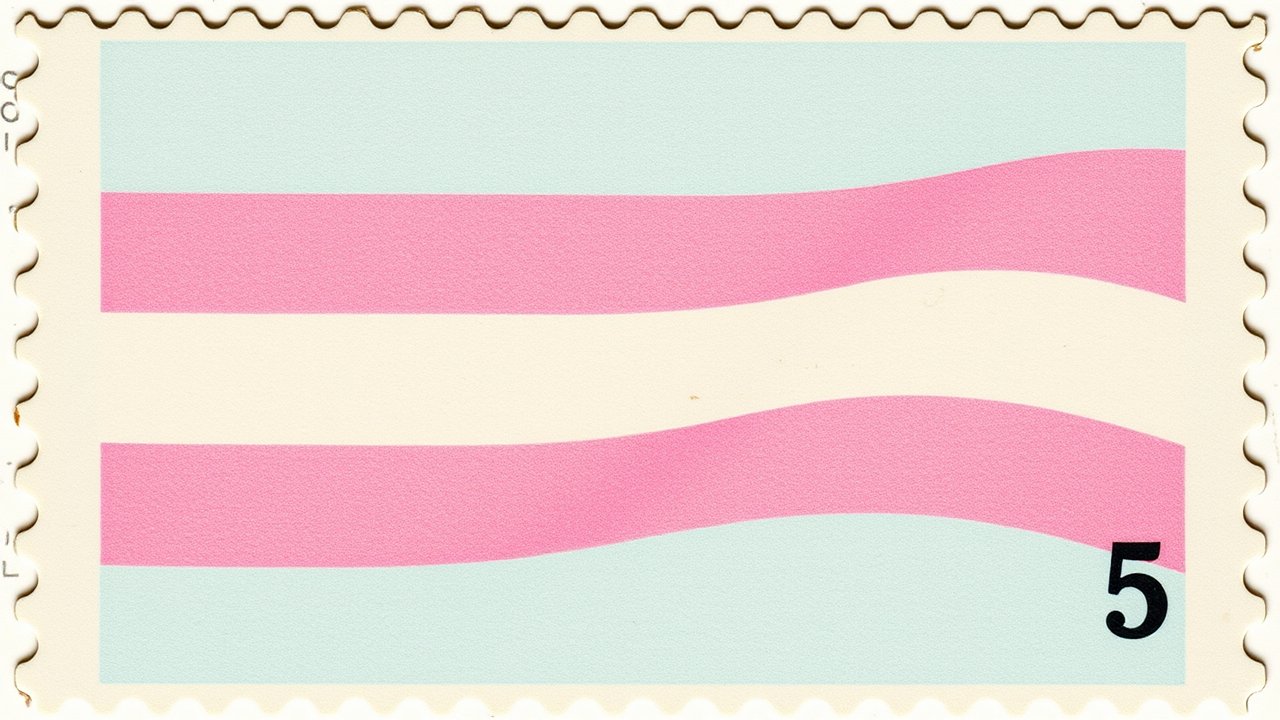 Flag of Transgender (trans) 🏳️‍⚧️ in vintage postage stamp style