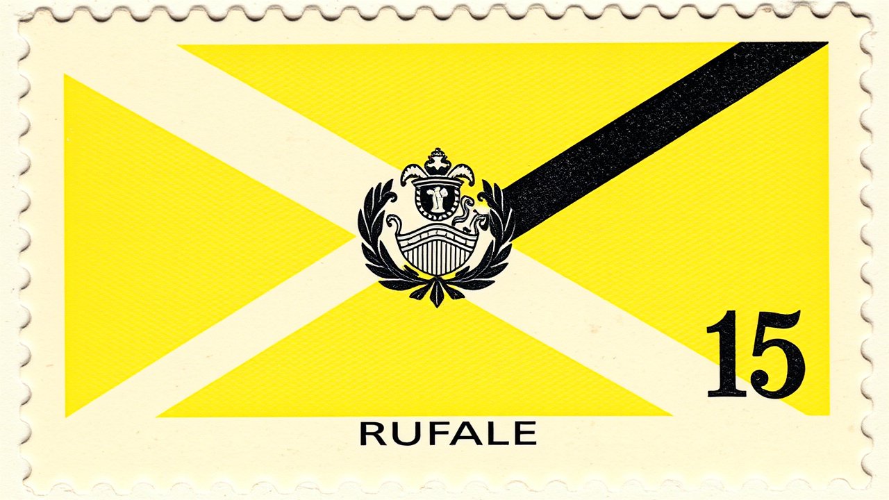 Flag of Brunei 🇧🇳 in vintage postage stamp style