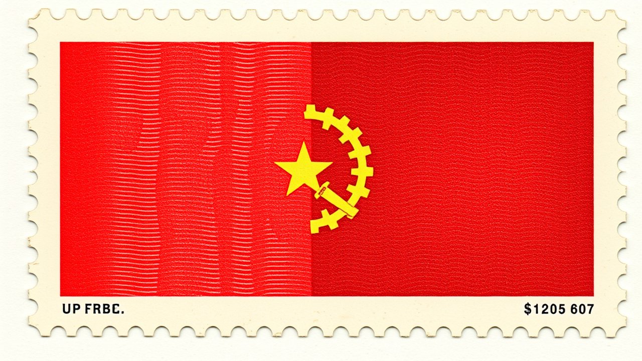Flag of Angola 🇦🇴 in vintage postage stamp style