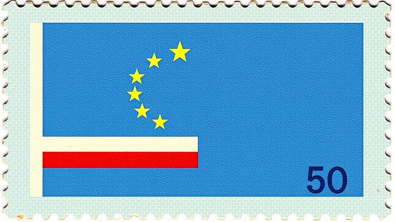 Flag of Cape Verde 🇨🇻 in vintage postage stamp style