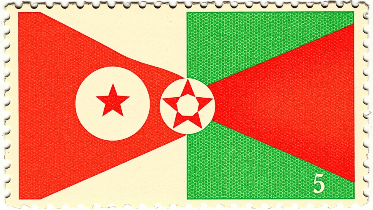 Flag of Burundi 🇧🇮 in vintage postage stamp style