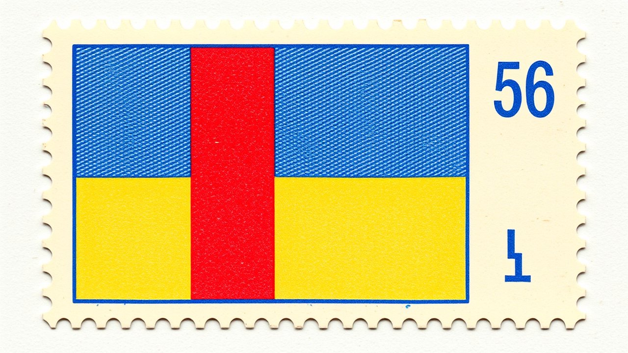 Flag of Chad 🇹🇩 in vintage postage stamp style
