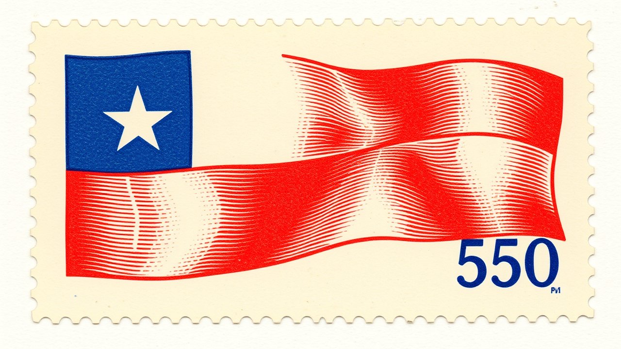 Flag of Chile 🇨🇱 in vintage postage stamp style