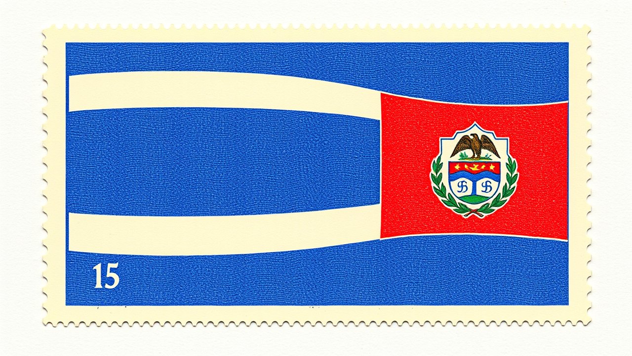 Flag of Costa Rica 🇨🇷 in vintage postage stamp style