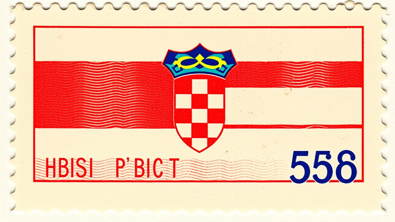 Flag of Croatia 🇭🇷 in vintage postage stamp style
