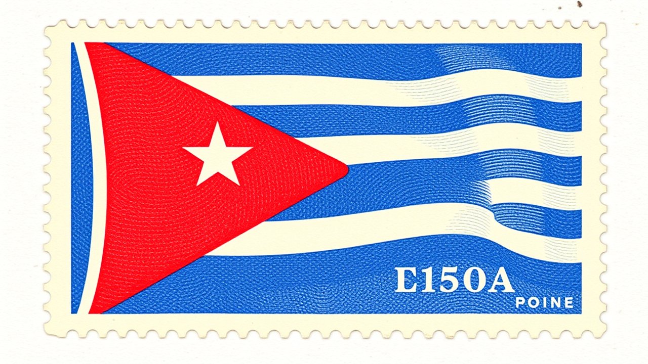 Flag of Cuba 🇨🇺 in vintage postage stamp style