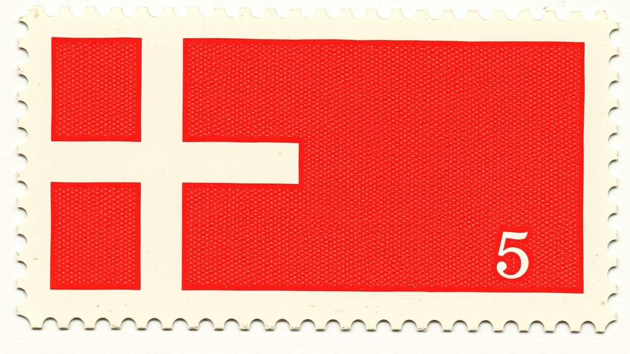 Flag of Denmark 🇩🇰 in vintage postage stamp style